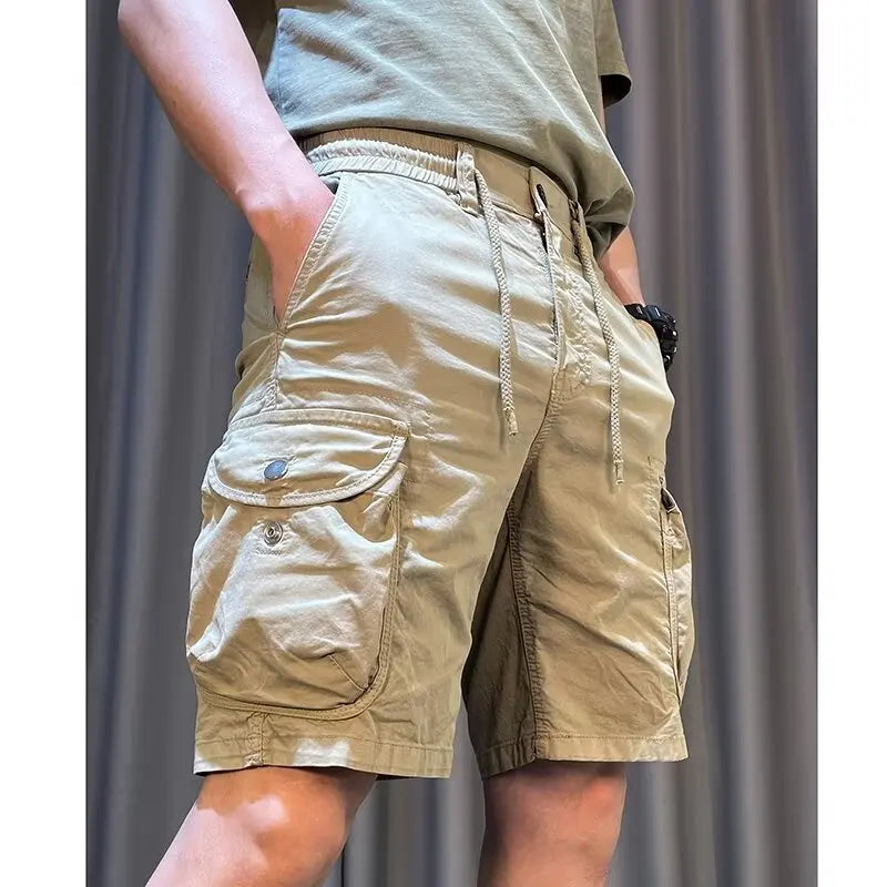 Men Trend Cargo Shorts Cotton High Quality Hot Sale Hip Hop Punk Wash Military Multi-pocket Casual Male's Outdoor Straight Short