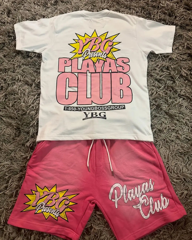 Grunge Oversized shirt – Ybg Playas Club Set Two Piece Set Graphic T Shirt Short Jean