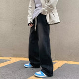 men jeans straight leg jeans boys american fashion wash old side stripes wide leg pants autumn vintage overalls denim street jeans