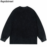 Cyberpunk Shirt – Hip Hop Long Sleeve Tshirt Streetwear Guitar Cat Graphic Pri – Edgy Streetwear for All Genders