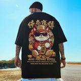Harajuku Crying character – Good Fortune Befell Print Oversized T Shirt For Men Anime Ca