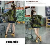 Original Korean New Style Loose Striped Sweatshirt American Harajuku C