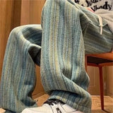autumn striped woolen straight leg pants for men classic y2k vintage baggy trousers new casual high street fashion sweatpants casual joggers