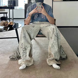 hand painted graffiti washed baggy jeans for men and women y2k streetwear pantalones hombre casual denim trousers oversized ripped baggy denim