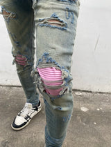 destroied ripped holes patckwork denim jean mens casual distressed washed biker jeans new fashion high street slim pants joggers urban active pants