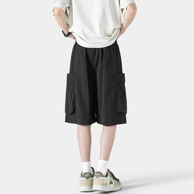 trendy patchwork shorts for men baggy track pants side pockets basketball short pants hip hop street male shorts relaxed fit shorts
