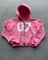 Gothic Oversized Tee – Pink Grunge Oversized Sweatshirt Zip Up Hoodie Letter Printi – Streetwear Fashion for Men & Women