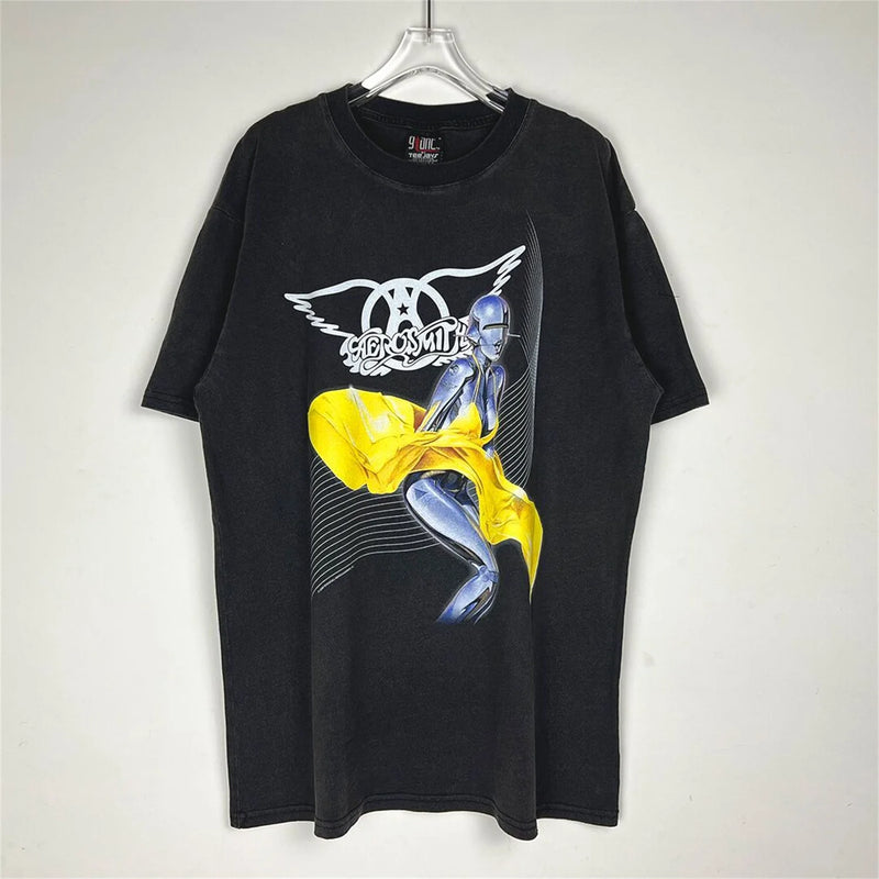 Y2K oversized shirt featuring summer vintage retro style printing washed casual loose high street tops t shirt for men