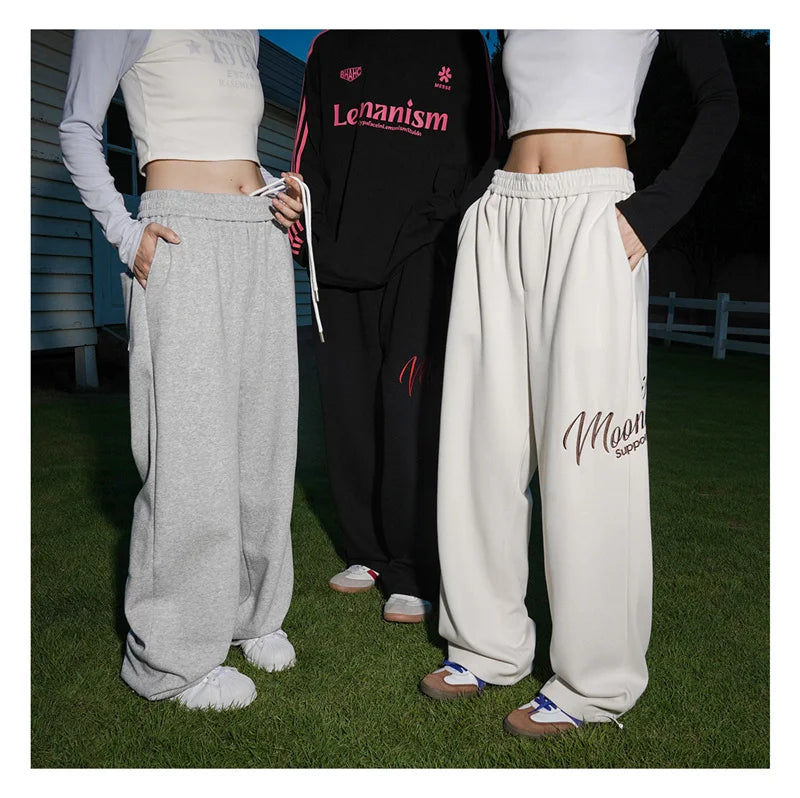 american fashion letter hip hop wide leg pants mens y2k streetwear baggy straight pantalones hombre new gym sports trousers unique default style 517
