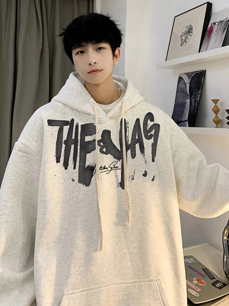 High Street Letter Print Oversized Hoodie Mens New Hip Hop Fashion