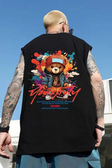 Vaporwave Angelcore design – New Hip Hop Fashion Graffiti Bear Print Tank Tops Mens Cloth
