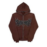 Fashion Ins European American Street Personality Embroidered Zipper Cardigan Men and Women Y2K Street Hoodie Sweatshirt Jacket