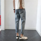 2023 autumn new light luxury fashion jeans men casual trousers korean version all match boutique clothing simple style unique jeans style 3976