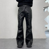 men streetwear fashion hip hop punk gothic vibe casual leather bell bottoms pant man boyfriend flared trousers unique default style 3007