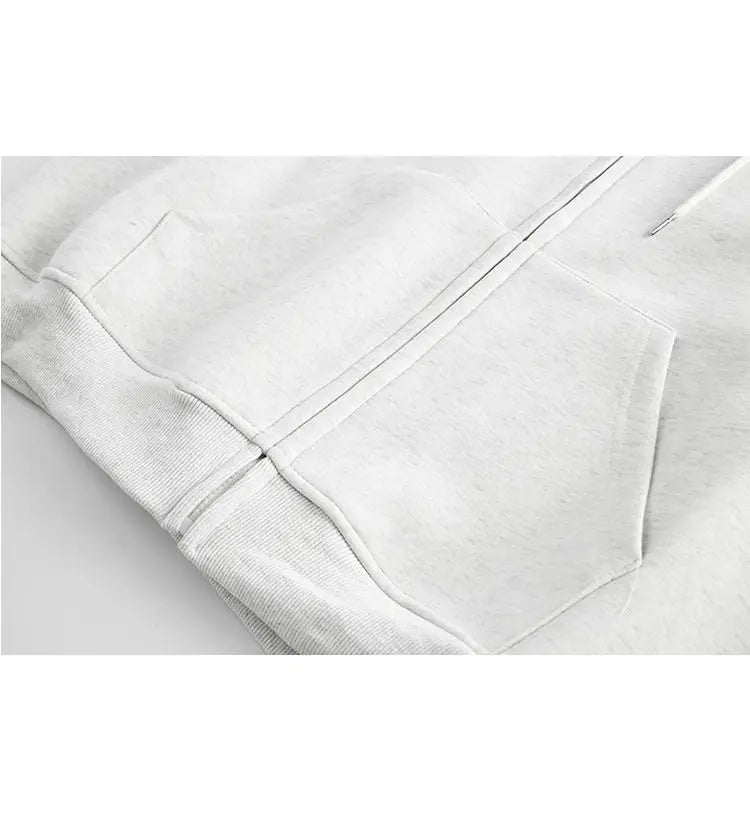American Street Ins Gray Hooded Sweatshirt Jacket for Boys Retro Street Y2K Loose Splicing Contrasting Zipper Cardigan Top