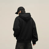 Minimalist black techwear hoodie with sleek design