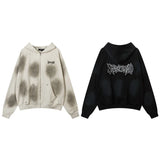 Vintage Zip Up Hoodie Jacket Y2K Punk Gothic Loose Washed Hooded Sweat