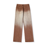 rainbowtouches mens washed jeans vintage high street gradient fashion trends zipper jeans loose straight long pant casual pants unique jeans style 3516