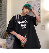 Korean style new Hong Kong style trendy letter printed short-sleeved trend loose and versatile casual couple half-sleeved top