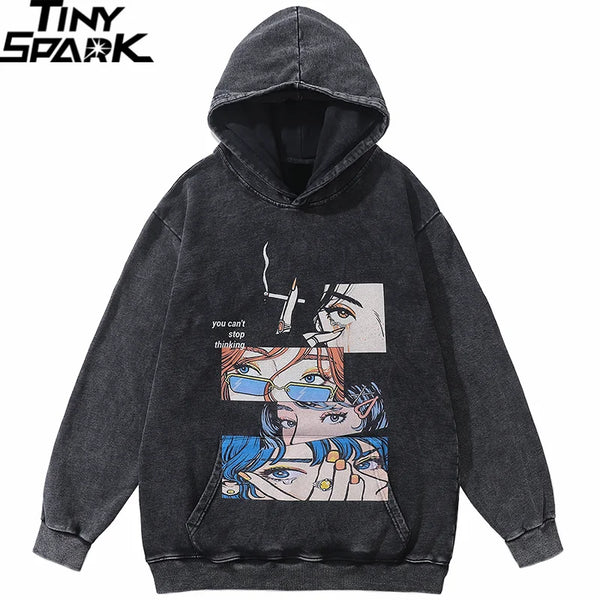 cyberpunk oversized shirt featuring greg kanye double layer heavyweight fit hooded pullover with raw edges sweater grey