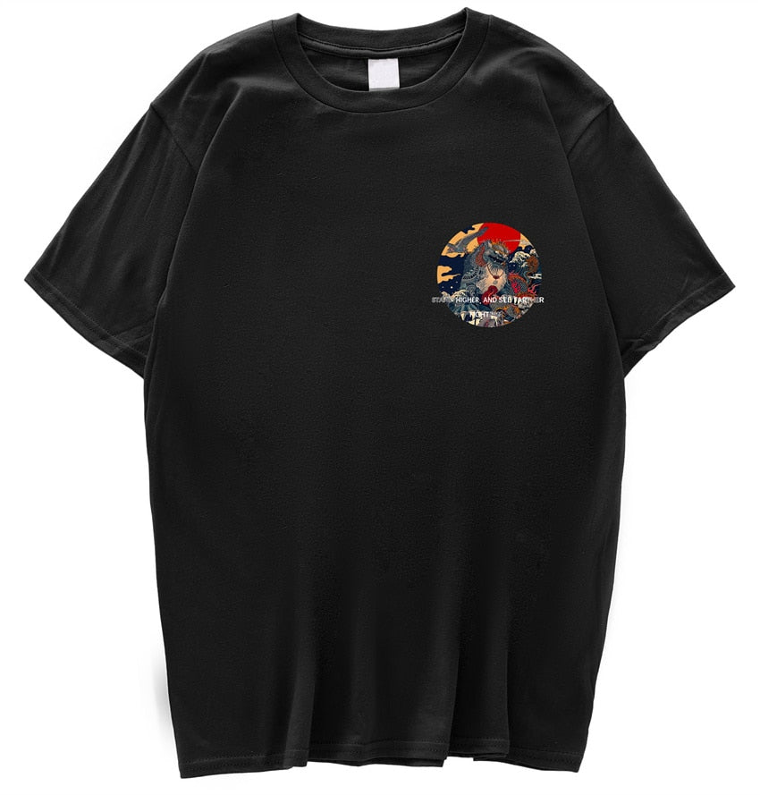 Streetwear t-shirt featuring vaporwave futuristic prints and grunge influence, soft feel and easy drape, designed for expressive alternative looks and comfort.