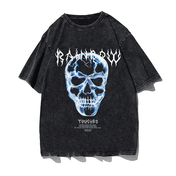 Vaporwave Oversized shirt – Skull Letter Print Gothic Tshirt Punk Streetwear T Shirts Lo