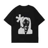 oversized harajuku shirt with comic block blur and hip hop vibes