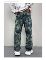 men loose casual american high street hip hop vibe printed denim baggy jeans pants man streetwear ripped jeans trousers unique jeans style 3094