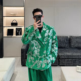 men sequin embroidery velvet loose casual 2 pieces suits blazers jacket pant sets stage party dress suits performance costumes minimalist street pants