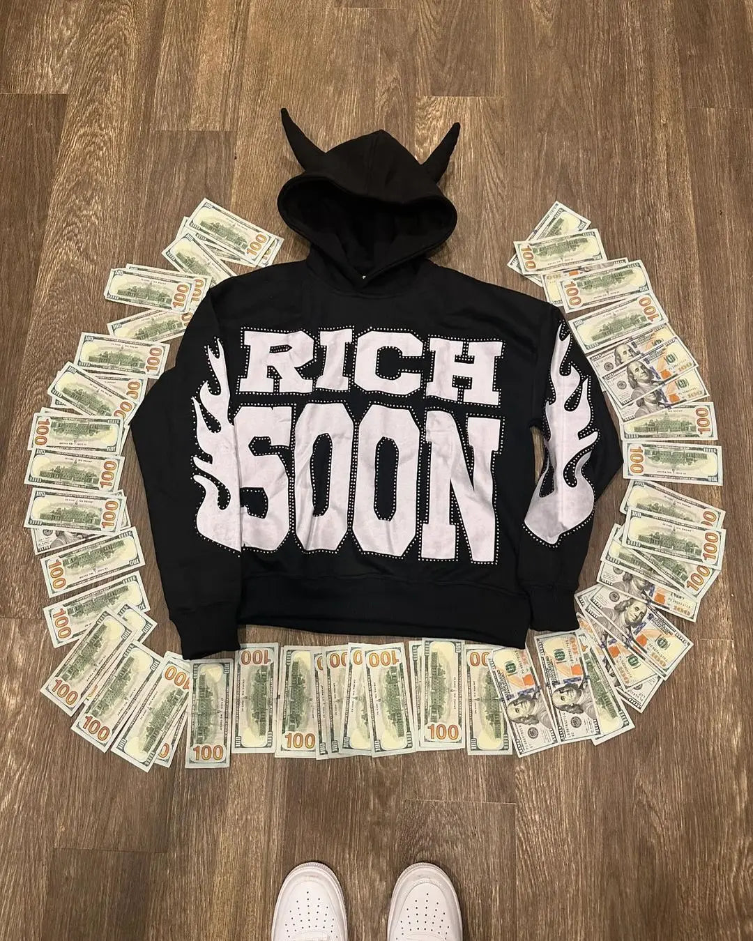Harajuku Y2K Demon Embroidery Hoodies Women Oversized Grunge Sweatshir