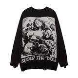 fashion hip hop knitted sweater men autumn winter o neck anime pattern pullover streetwear casual loose sweaters jumper knitwear unique limited edition hoodie, streetwear fashion hoodie, high quality cotton pullover