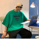 Korean style new Hong Kong style trendy letter printed short-sleeved trend loose and versatile casual couple half-sleeved top