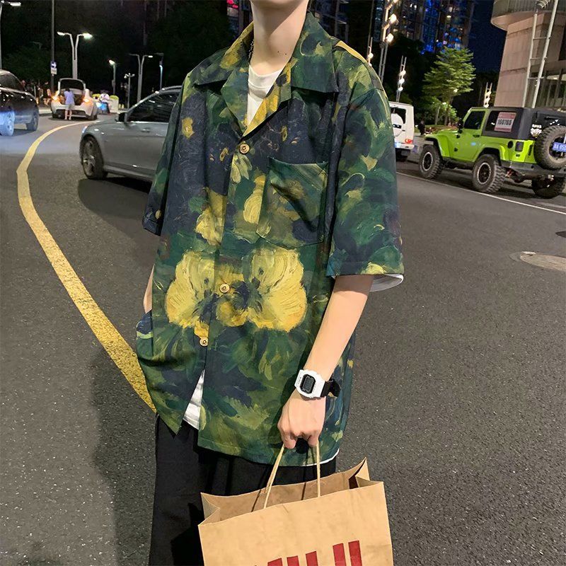 2023 Summer New Light Luxury Fashion Shirt Men Loose Casual Short-sleeved Shirt All-match Boutique Clothing Simple Style