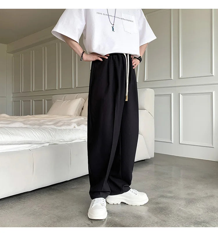 2023 summer new fashion straight trousers mens casual pants thin section wide leg pants boutique clothing simple style unique default style 3723