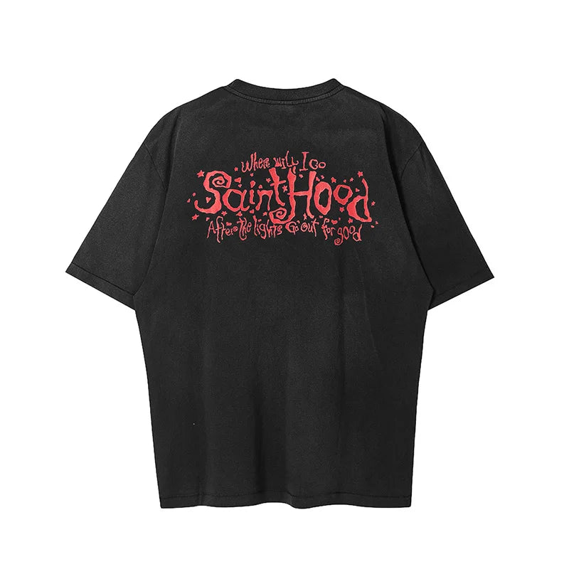 Sadcore T-Shirt – Saint T Shirt Men Woman Summer Good Quality O Neck Loose Let – Urban Streetwear for Men & Women