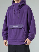 Autumn Polar Fleece Half Turtleneck Hoodies For Men Y2K Vintage Windproof Hooded Sweatshirts Casual Streetwear Pullover