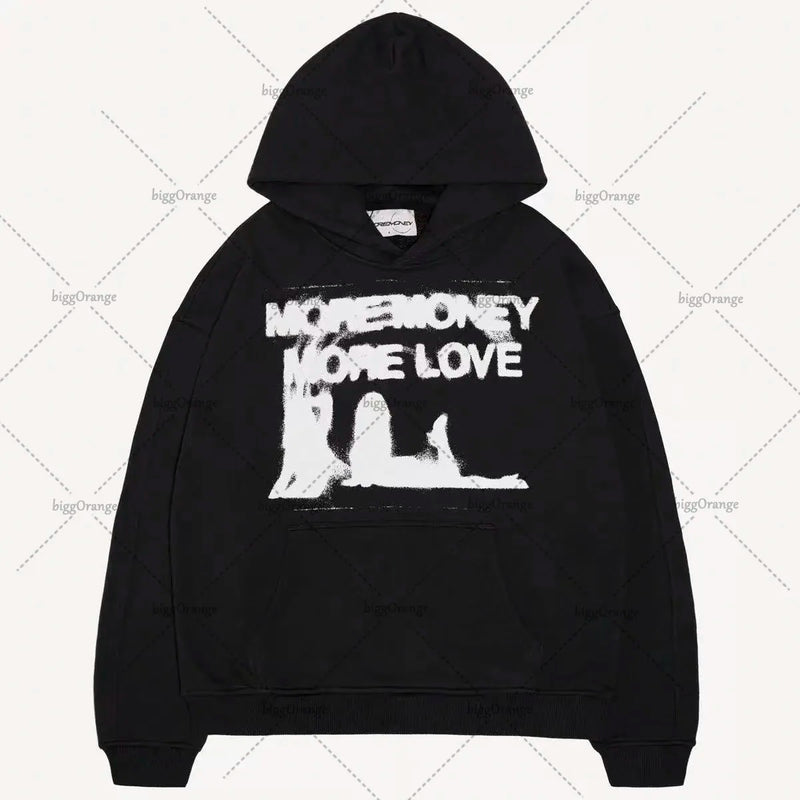American Fashion Oversized Anime Print Hoodie Mens Y2K Streetwear Hip