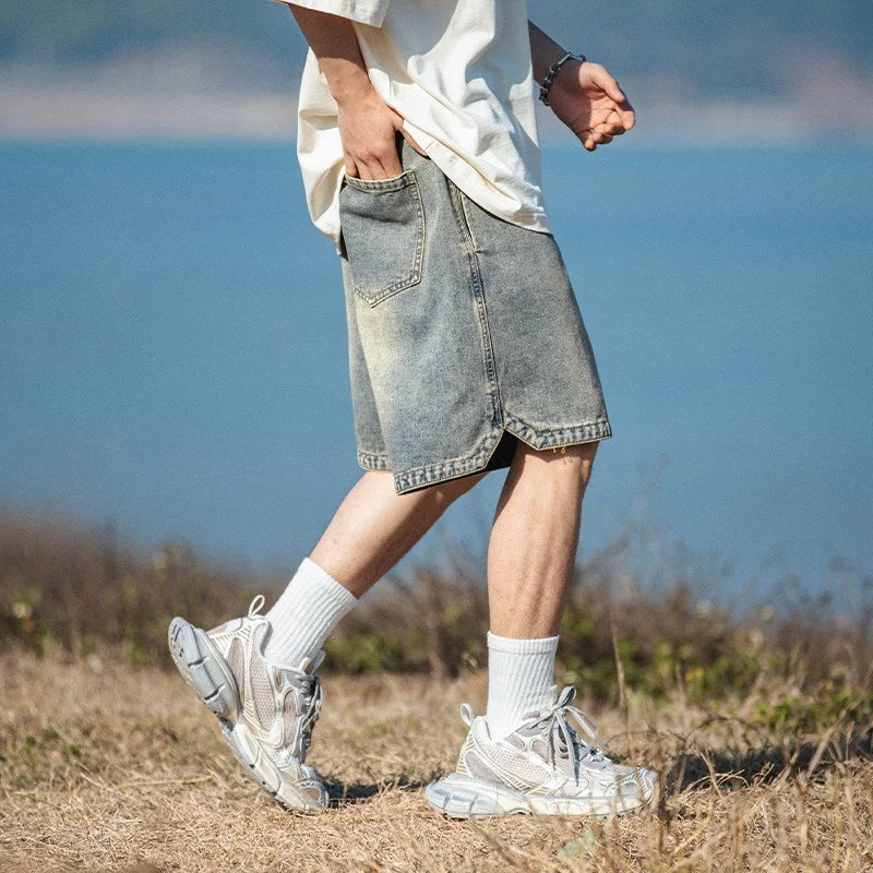 summer distressed denim shorts basic casual streetwear short jeans embroidery baggy hip hop fashion y2k blue bermuda shorts vintage washed jeans