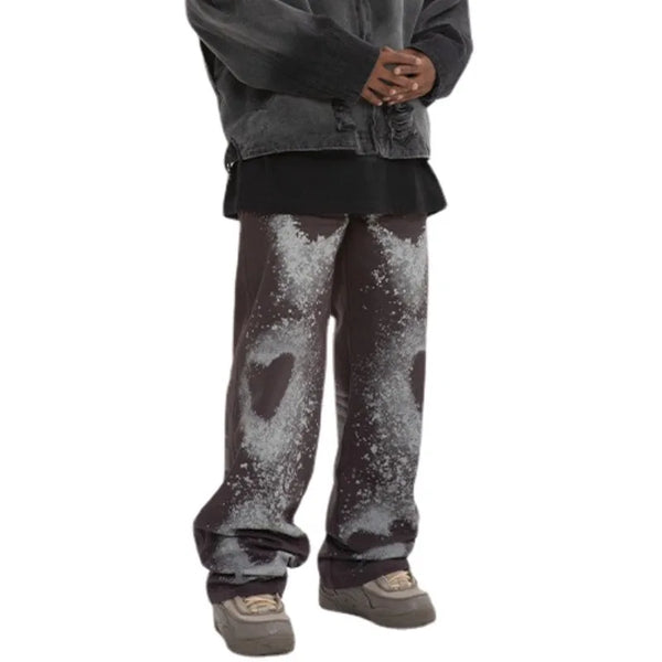 fashion loose streetwear denim pants unisex casual graffiti print wide legs jean pants hip hop trousers joggers mens baggy jeans casual joggers