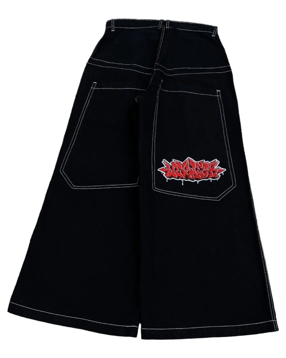 hip hop rock street baggy jeans y2k oversized pocket letter embroidery wexwear men women fashion retro high waist wide leg pants unique jeans style 5608