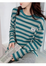 Y2k Vintage print – Design Niche Slit Striped Bottoming Shirt Women Autumn And W