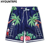 2 Pieces Sets Harajuku Printed Short Sleeves Shirts and Elastic Waist Shorts Joggers Summer Beach Streetwear Hip Hop Mens Sets