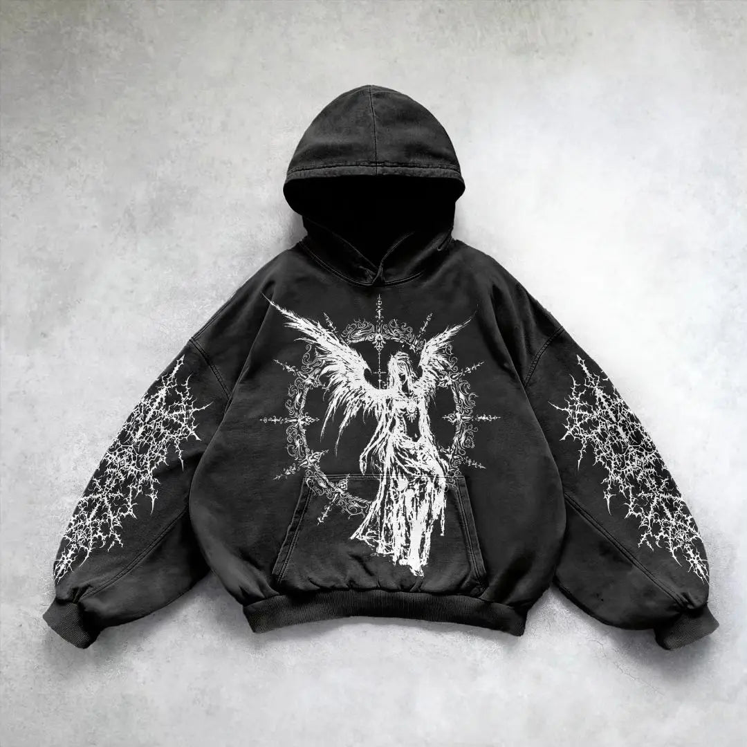 Anime Aesthetic Tee – Harajuku Y2K Tops Oversized Sweatshirt Hoodie Skull Goddess