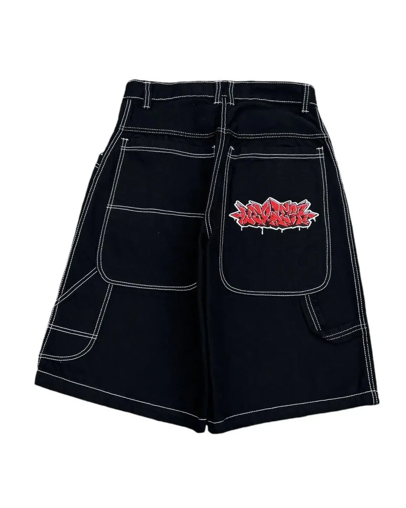 Wexwear Embroidery Shorts Skateboarding New Y2k Jeans Denim Baggy Harajuku Gym Basketball Shorts Men Letter Graphic Streetwear