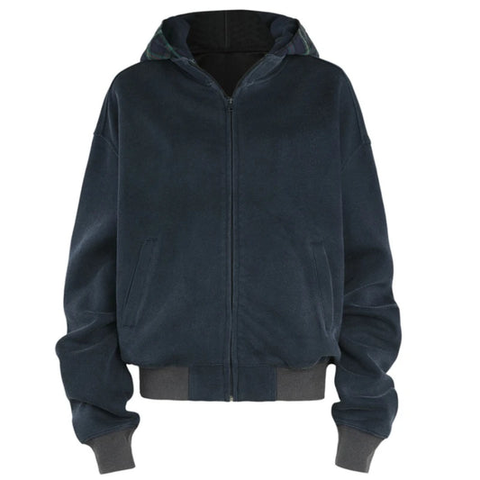 New Plaid Color Blocked Sweatshirt Jacket Mens Cotton High Street Japa