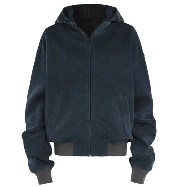 New Plaid Color Blocked Sweatshirt Jacket Mens Cotton High Street Japa