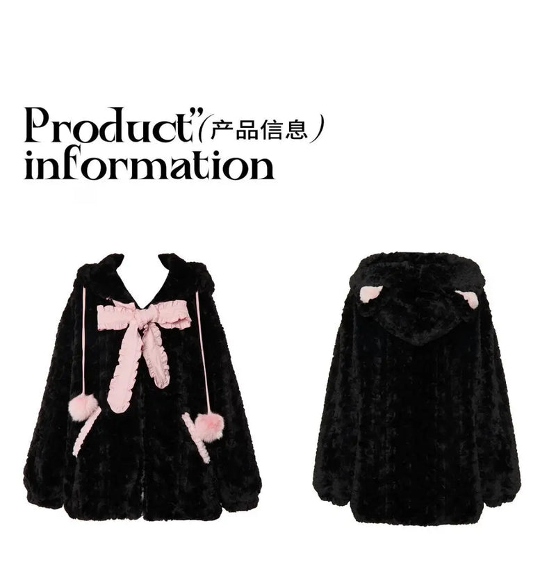 Harajuku Sweet Thicknecked Bow College Coat Woman Zip Up Hoodie Sailor