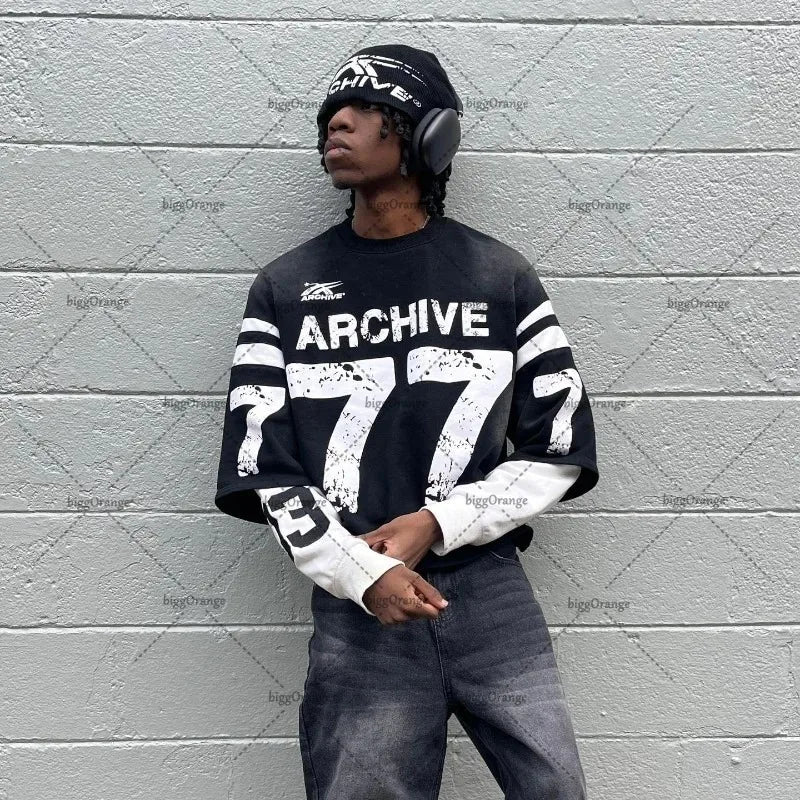 Harajuku Aesthetic print tee – American Street Fashion Round Neck Pullover Y2K Harajuku Ret