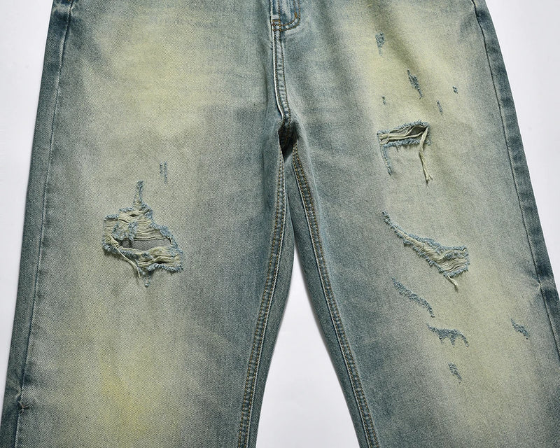 ripped hole washed baggy pantalones hombre jeans pants mens streetwear vintage frayed ropa y2k casual denim trousers oversized unique jeans style 1318