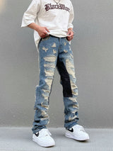 destroy ripped scratched patchwork denim jeans mens casual straight biker zipper trousers streetwear hip hop jean pants joggers casual joggers